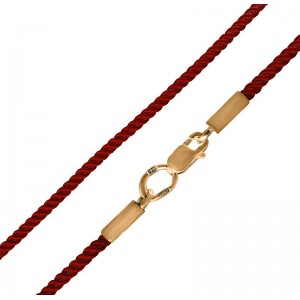 Червоний тканинної шнур на срібних застібках (позолота)